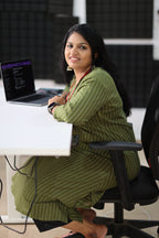 Seated side fit of olive striped 30+ office kurta