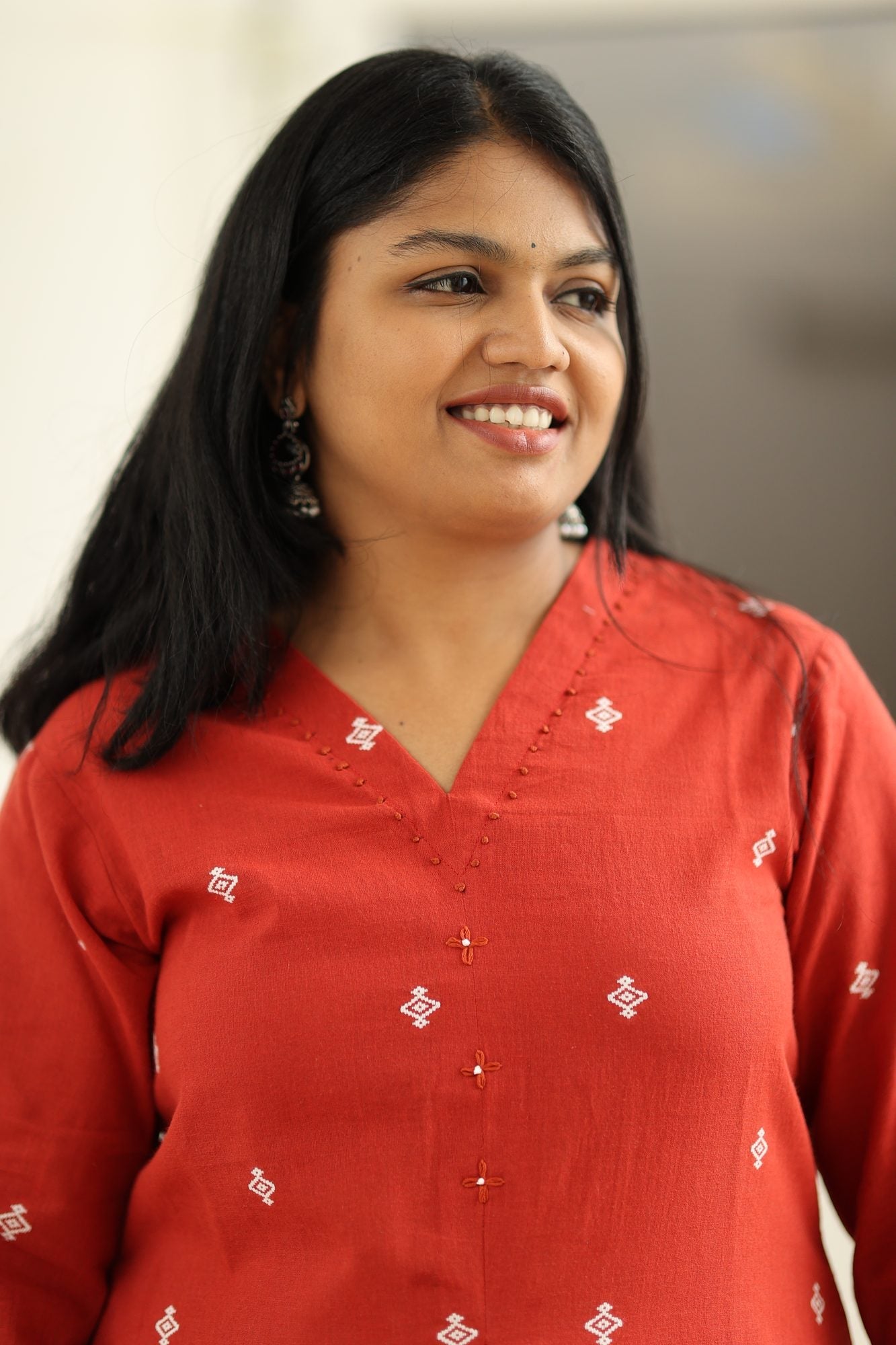 Red Woven Butta 30+ Women Everyday Office Kurta (Top + Bottom) | MAGI0012