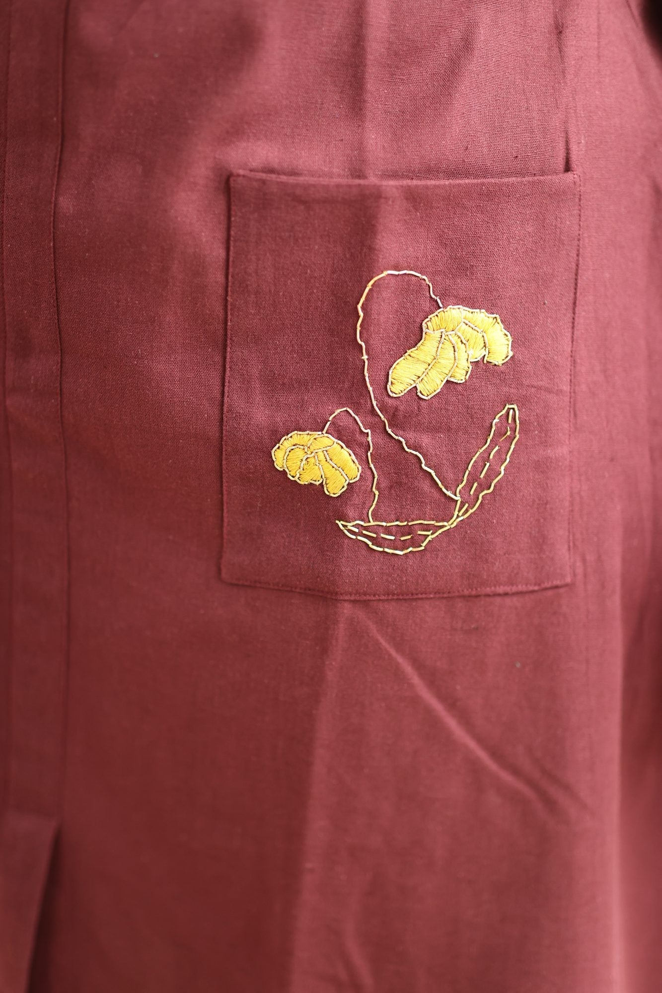 Maroon Hand-Embroidered Floral 30+ Women Everyday Office Kurta (Top Only) | MAGI0013