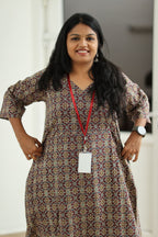 Maroon Ajrakh Print 30+ Women Everyday Office Kurta (Top + Bottom) | MAGI0016