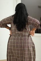 Maroon Ajrakh Print 30+ Women Everyday Office Kurta (Top + Bottom) | MAGI0016