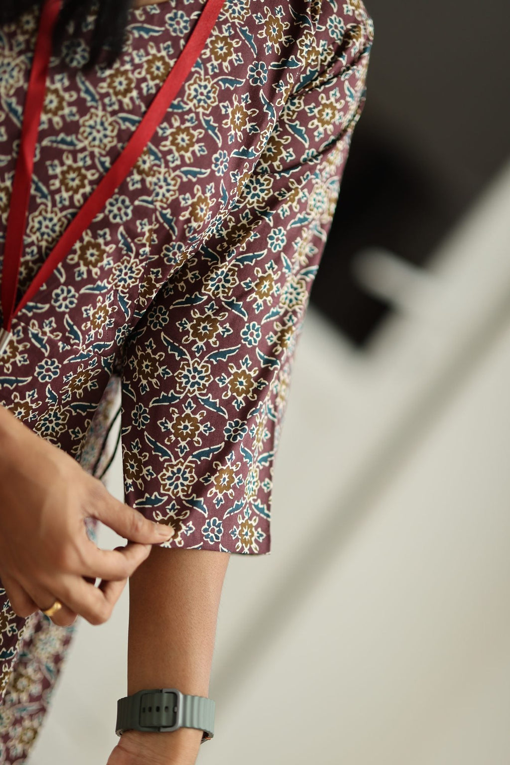 Maroon Ajrakh Print 30+ Women Everyday Office Kurta (Top + Bottom) | MAGI0016