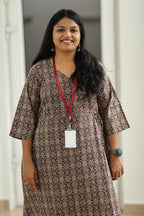 Maroon Ajrakh Print 30+ Women Everyday Office Kurta (Top + Bottom) | MAGI0016