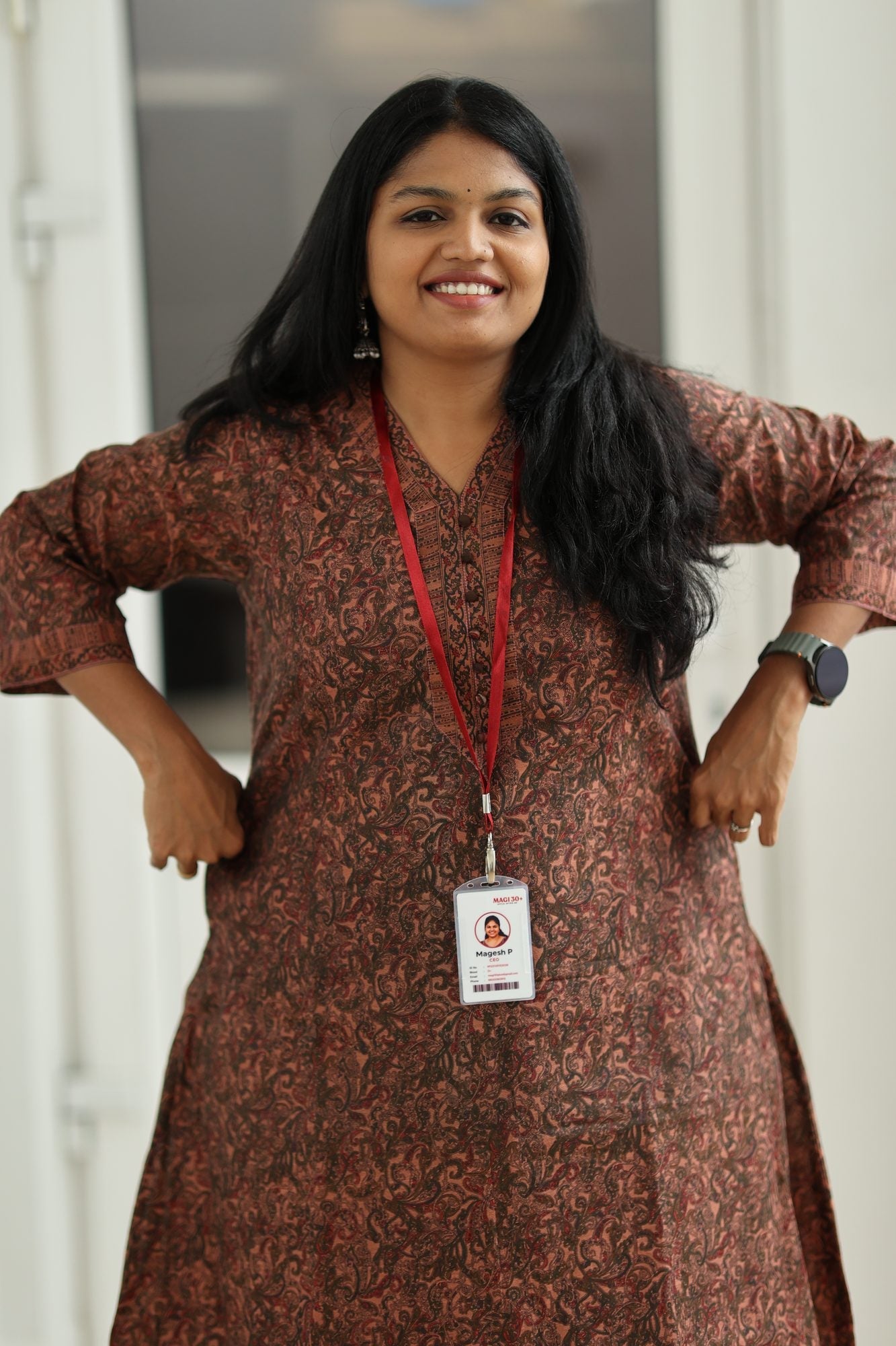 Rust Brown Paisley Print 30+ Women Everyday Office Kurta (Top + Bottom) | MAGI0017