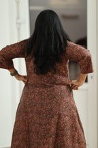 Rust Brown Paisley Print 30+ Women Everyday Office Kurta (Top + Bottom) | MAGI0017