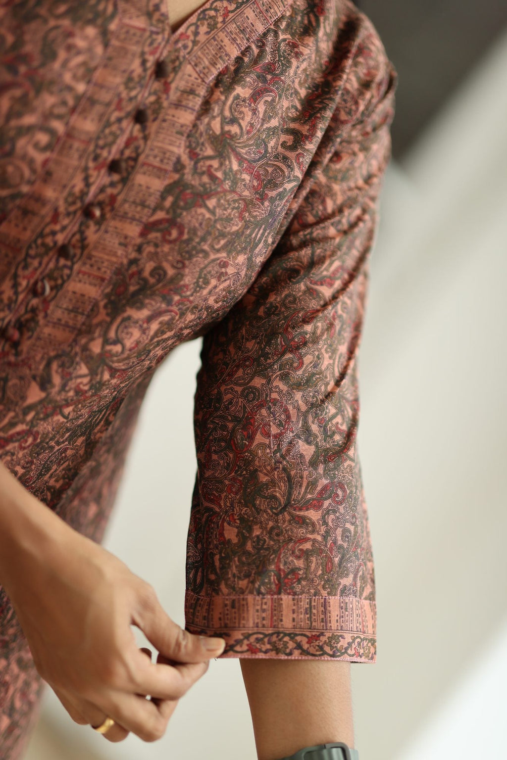 Rust Brown Paisley Print 30+ Women Everyday Office Kurta (Top + Bottom) | MAGI0017