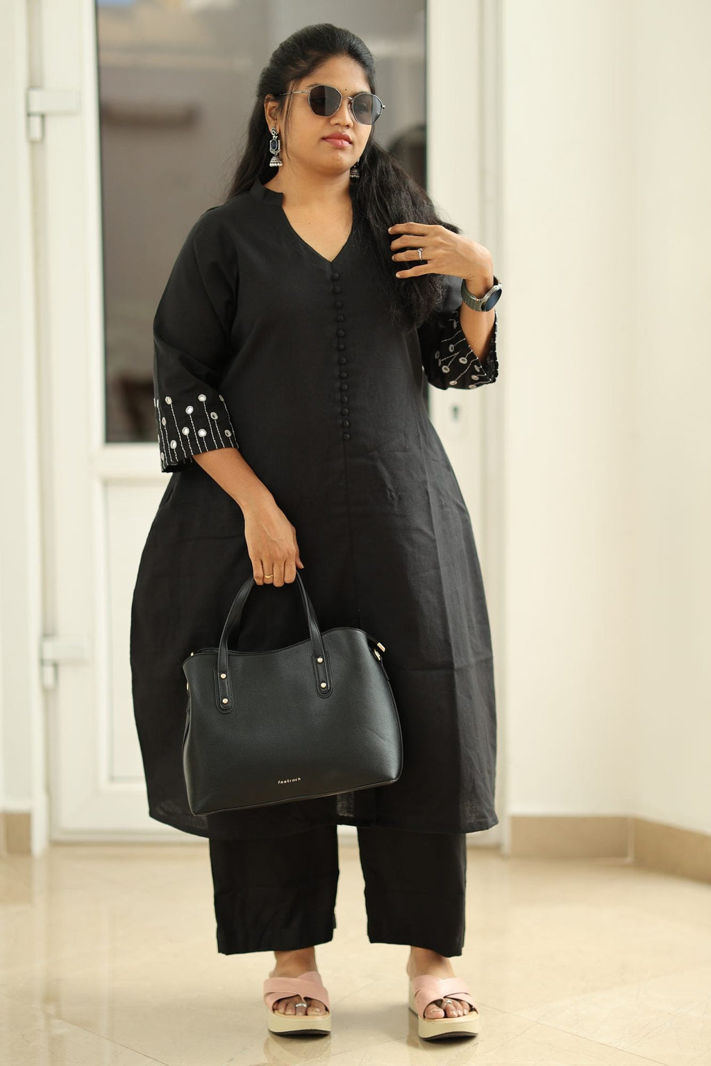 Black Mirror Work 30+ Women Everyday Office Kurta (Top + Bottom) | MAGI0019