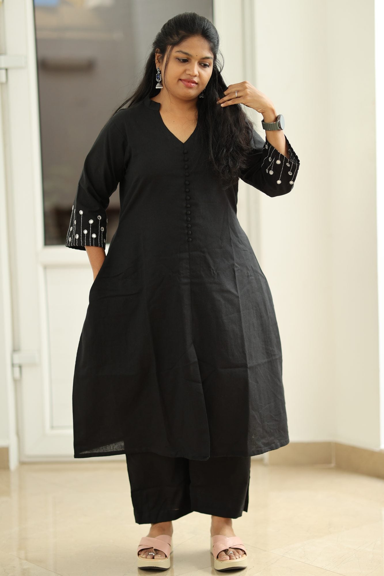 Black Mirror Work 30+ Women Everyday Office Kurta (Top + Bottom) | MAGI0019