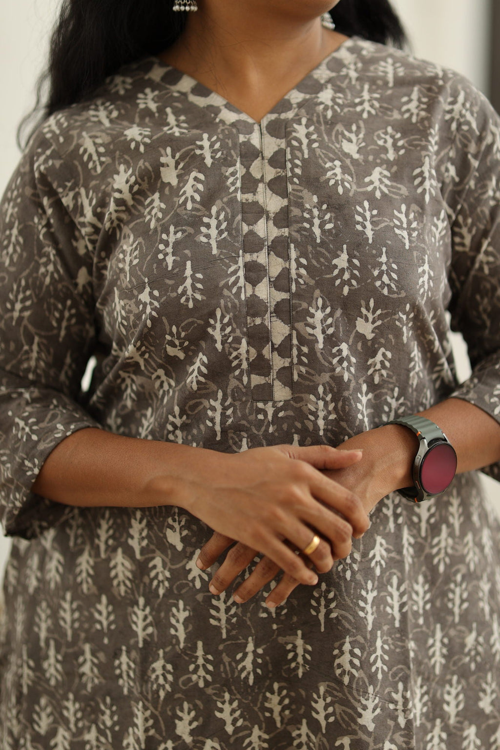 V-neck with printed placket panel