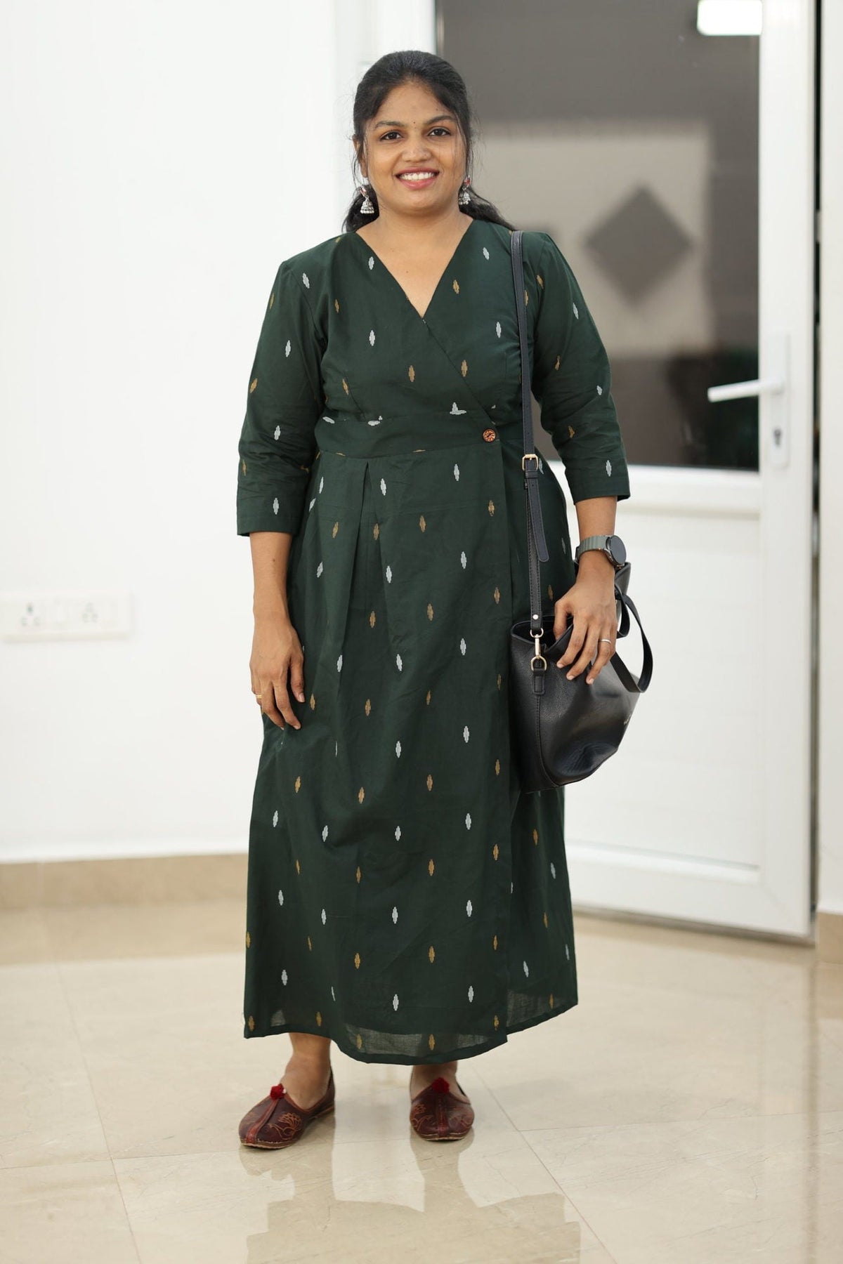 Styled with a black office bag