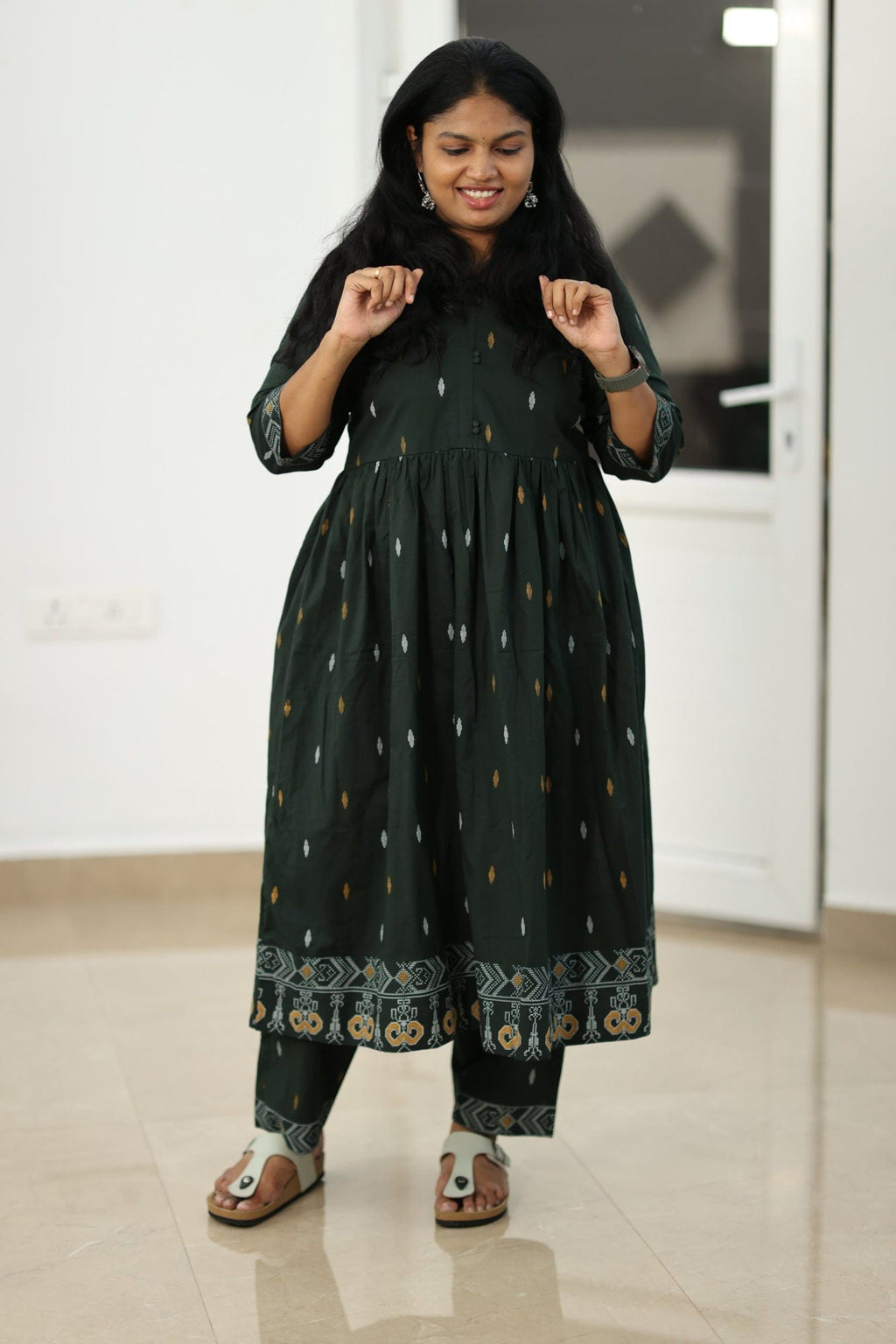 Full length, showing how the kurta moves