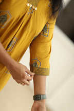 Neckline and block print close-up