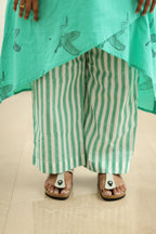 Lagoon Green Crane Block Print 30+ Women Everyday Office Kurta (Top + Bottom) | MAGI0035