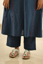 Navy Red Mirror Work 30+ Women Everyday Office Kurta (Top + Bottom) | MAGI0037