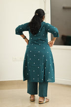 Deep teal kurta back view