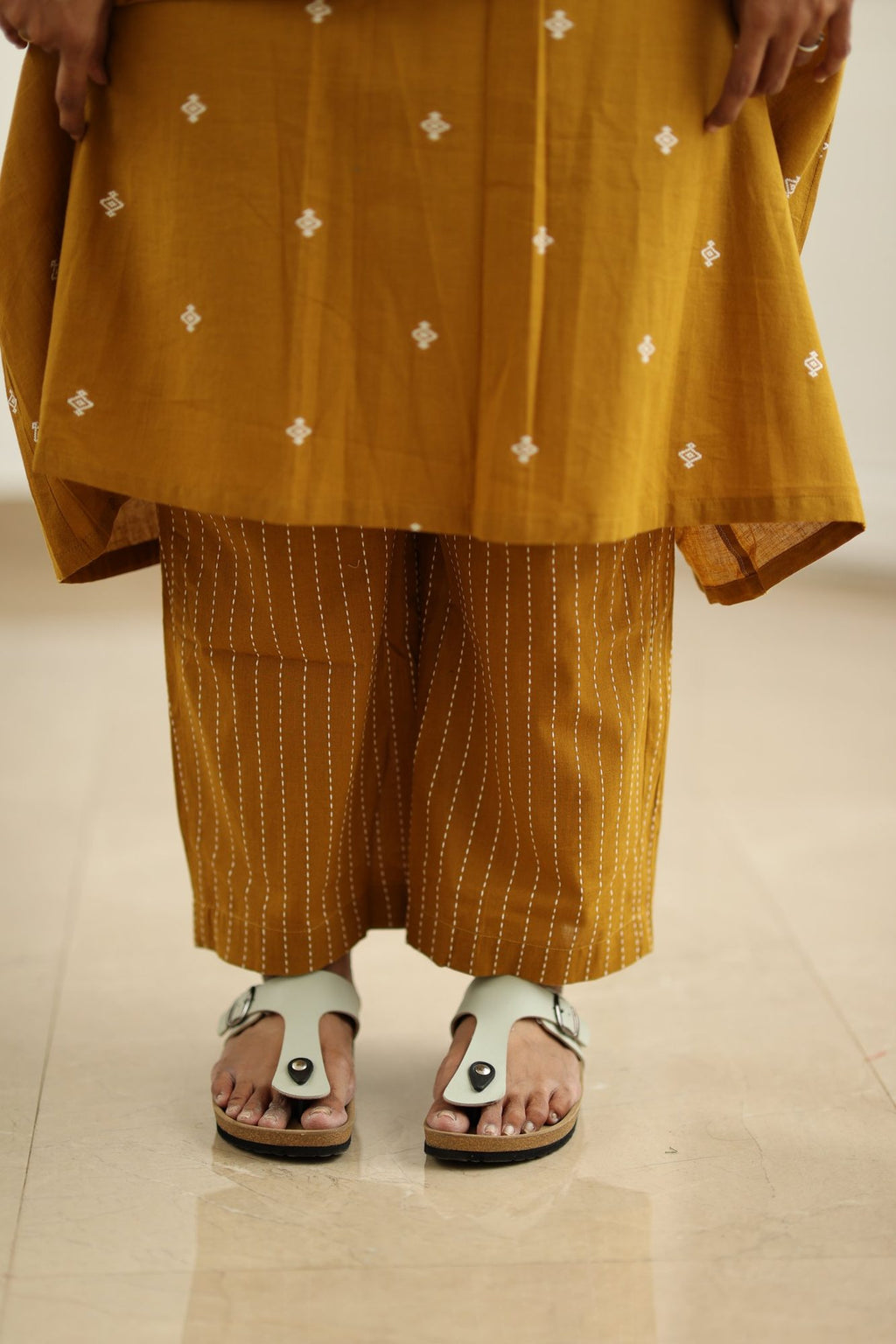 Hem and matching striped palazzo