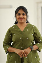 Royal olive kurta upper body view