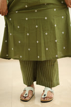 Hem, woven butta fabric and matching striped palazzo
