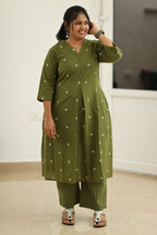 Royal olive kurta set office look