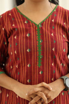 Cherry Cola & Banana Leaf Handloom 30+ Women Everyday & Special Day Office Kurta (Top + Bottom + Dupatta) | MAGI0046