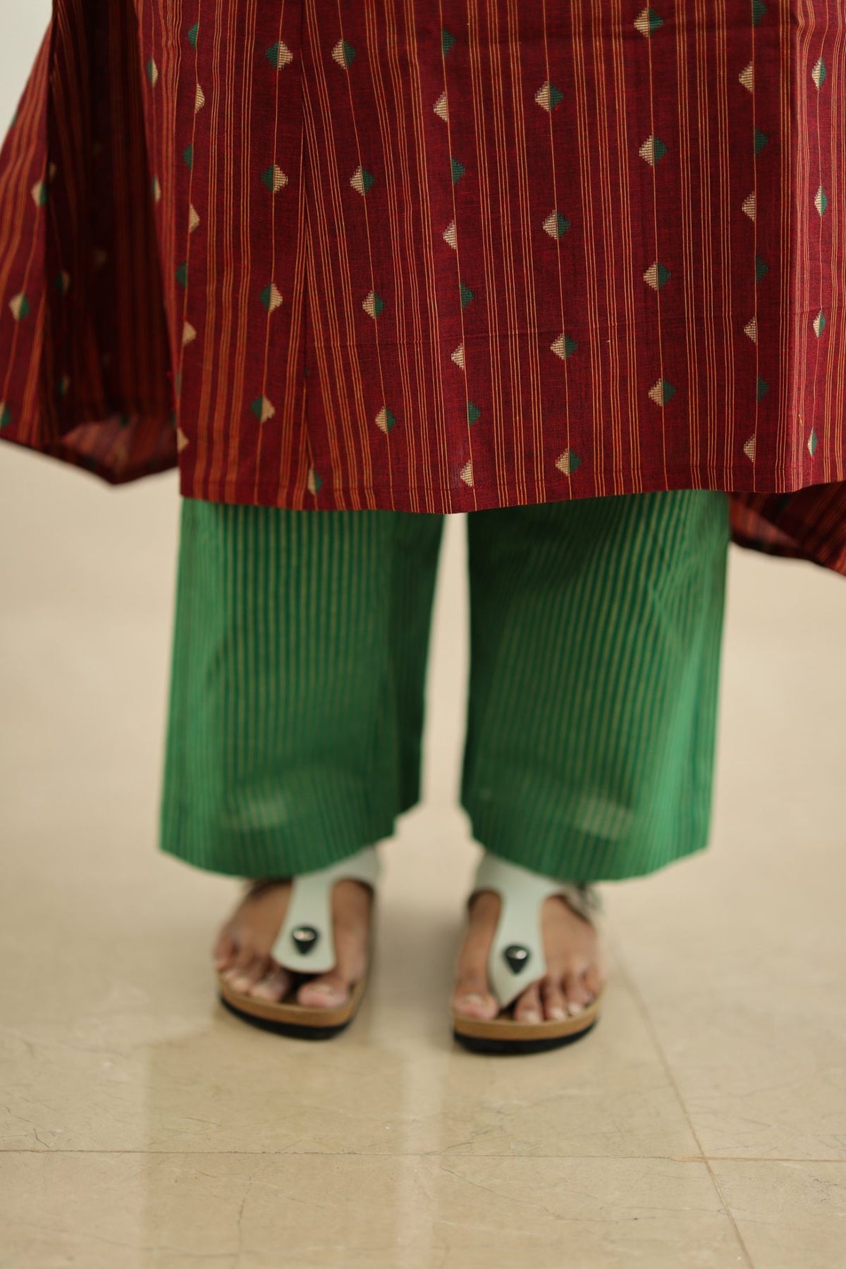 Cherry Cola & Banana Leaf Handloom 30+ Women Everyday & Special Day Office Kurta (Top + Bottom + Dupatta) | MAGI0046