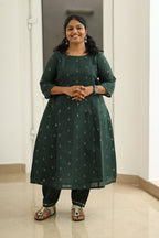Curry Leaf Silver Sequin 30+ Women Everyday Office Kurta (Top + Bottom) | MAGI0047