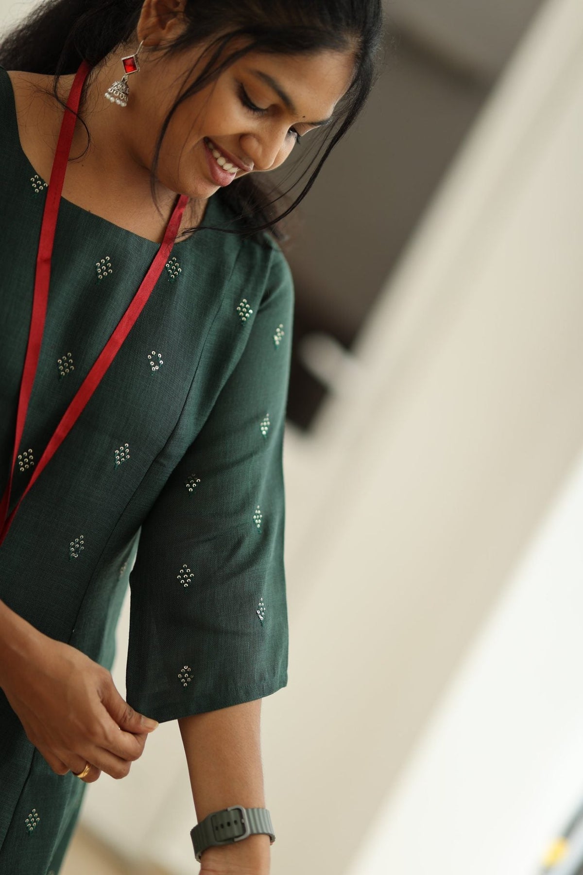 Curry Leaf Silver Sequin 30+ Women Everyday Office Kurta (Top + Bottom) | MAGI0047