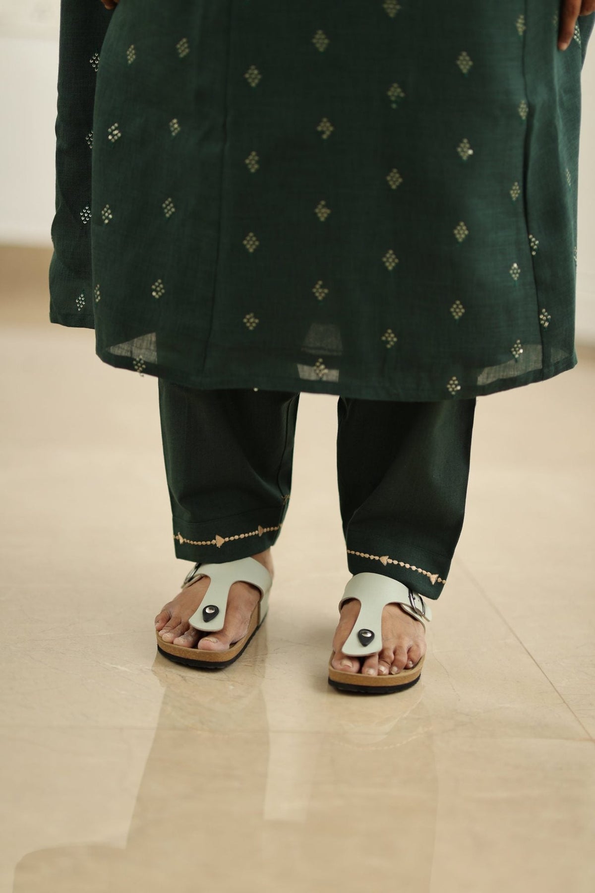 Curry Leaf Silver Sequin 30+ Women Everyday Office Kurta (Top + Bottom) | MAGI0047