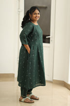 Curry Leaf Silver Sequin 30+ Women Everyday Office Kurta (Top + Bottom) | MAGI0047