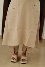 Chai Latte Caramel Mirror Work 30+ Women Everyday & Special Day Office Kurta (Top + Bottom) | MAGI0048
