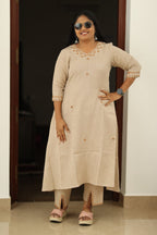 Chai Latte Caramel Mirror Work 30+ Women Everyday & Special Day Office Kurta (Top + Bottom) | MAGI0048