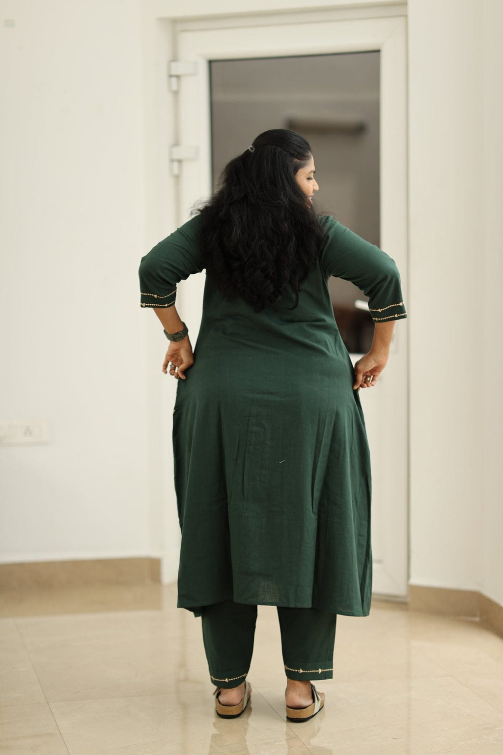 Spinach Leaf Cream Embroidery 30+ Women Everyday Office Kurta (Top + Bottom + Dupatta) | MAGI0049
