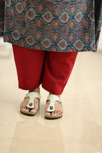 Blueberry Cherry Ajrakh Print 30+ Women Everyday Office Kurta (Top + Bottom) | MAGI0050
