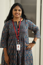 Blueberry Cherry Ajrakh Print 30+ Women Everyday Office Kurta (Top + Bottom) | MAGI0050