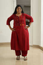 Strawberry Jam Rainbow Tassel 30+ Women Everyday Office Kurta (Top + Bottom) | MAGI0051
