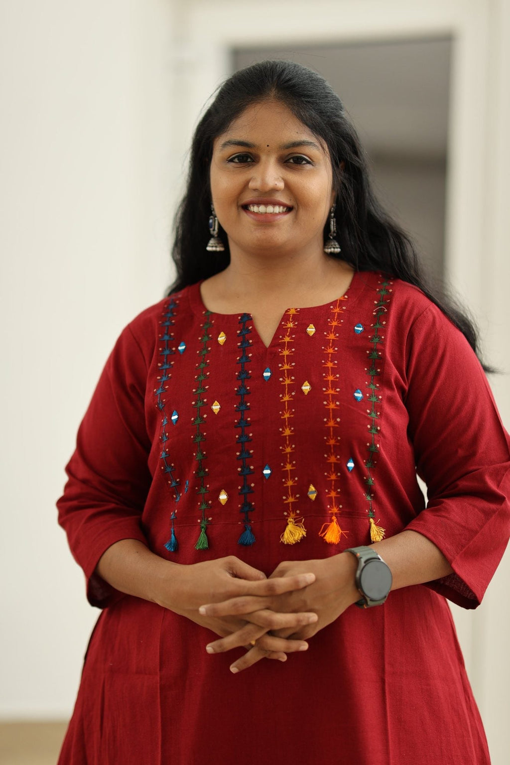 Strawberry Jam Rainbow Tassel 30+ Women Everyday Office Kurta (Top + Bottom) | MAGI0051