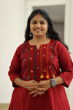 Strawberry Jam Rainbow Tassel 30+ Women Everyday Office Kurta (Top + Bottom) | MAGI0051