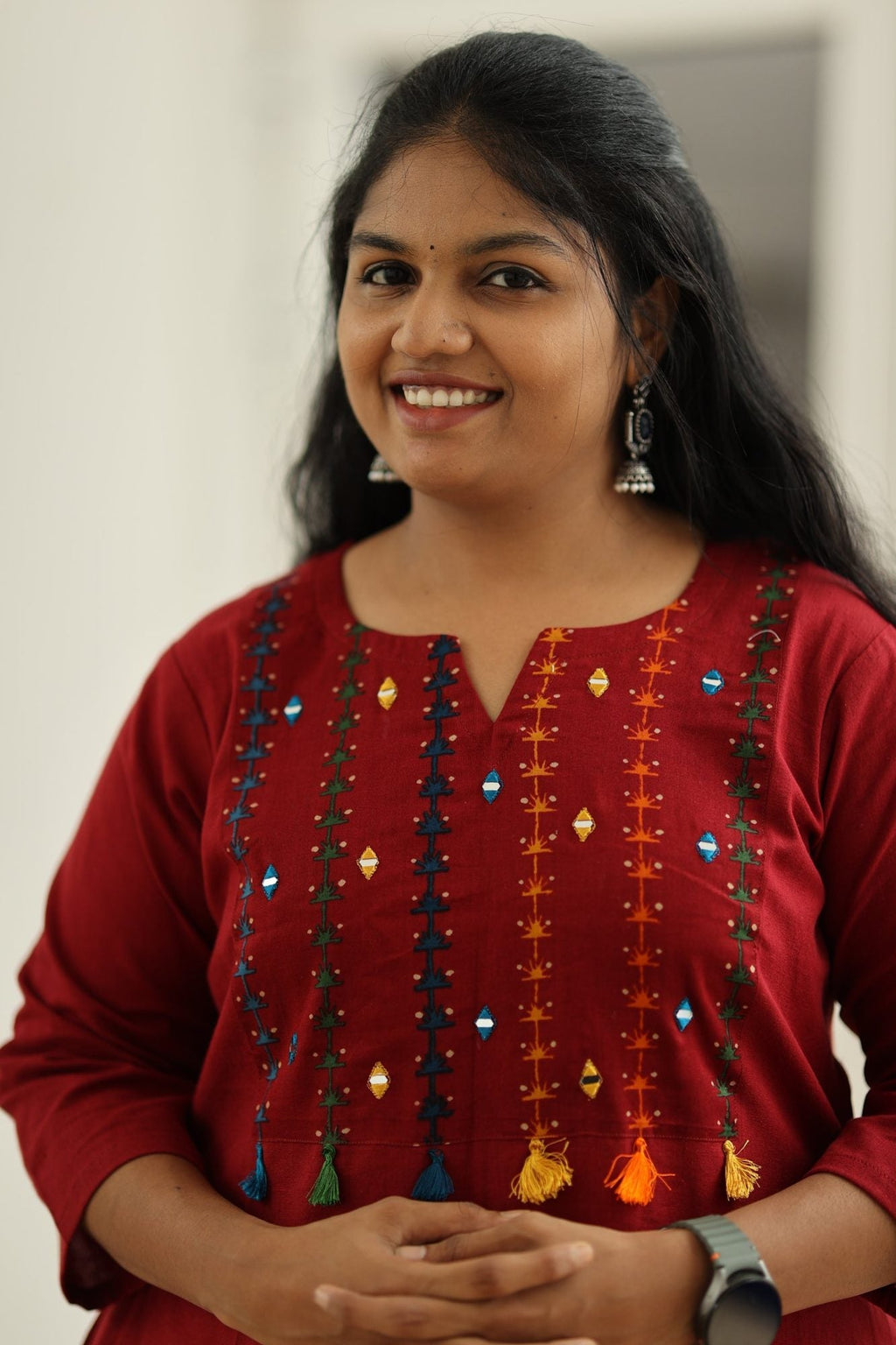 Strawberry Jam Rainbow Tassel 30+ Women Everyday Office Kurta (Top + Bottom) | MAGI0051