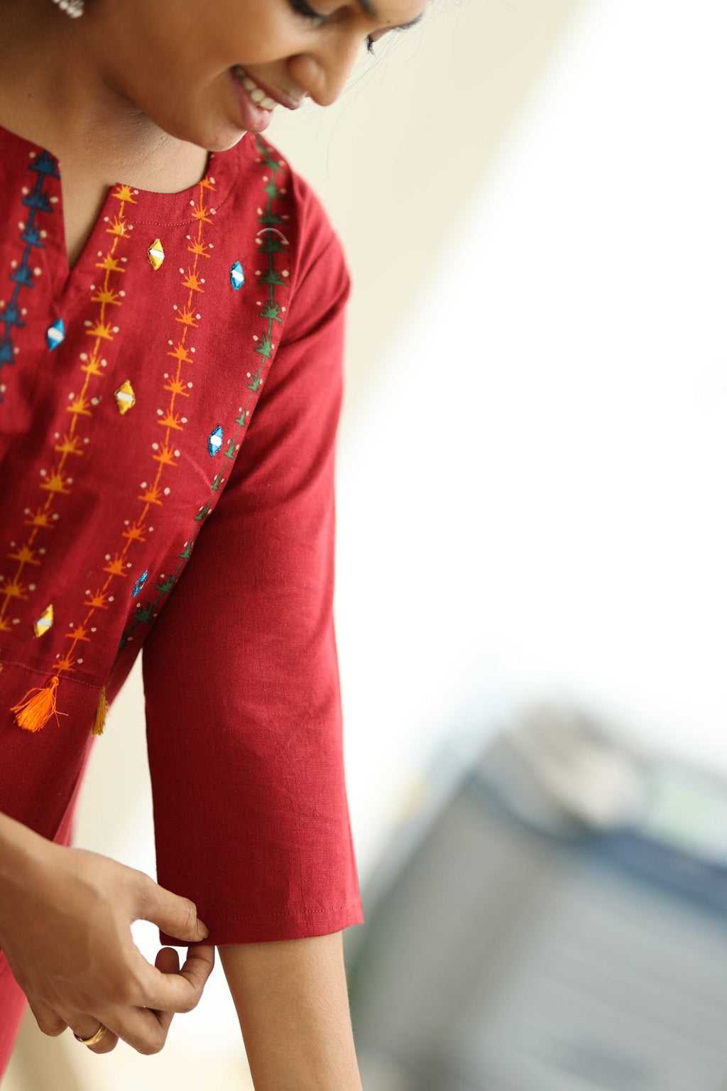 Strawberry Jam Rainbow Tassel 30+ Women Everyday Office Kurta (Top + Bottom) | MAGI0051