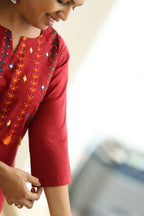 Strawberry Jam Rainbow Tassel 30+ Women Everyday Office Kurta (Top + Bottom) | MAGI0051