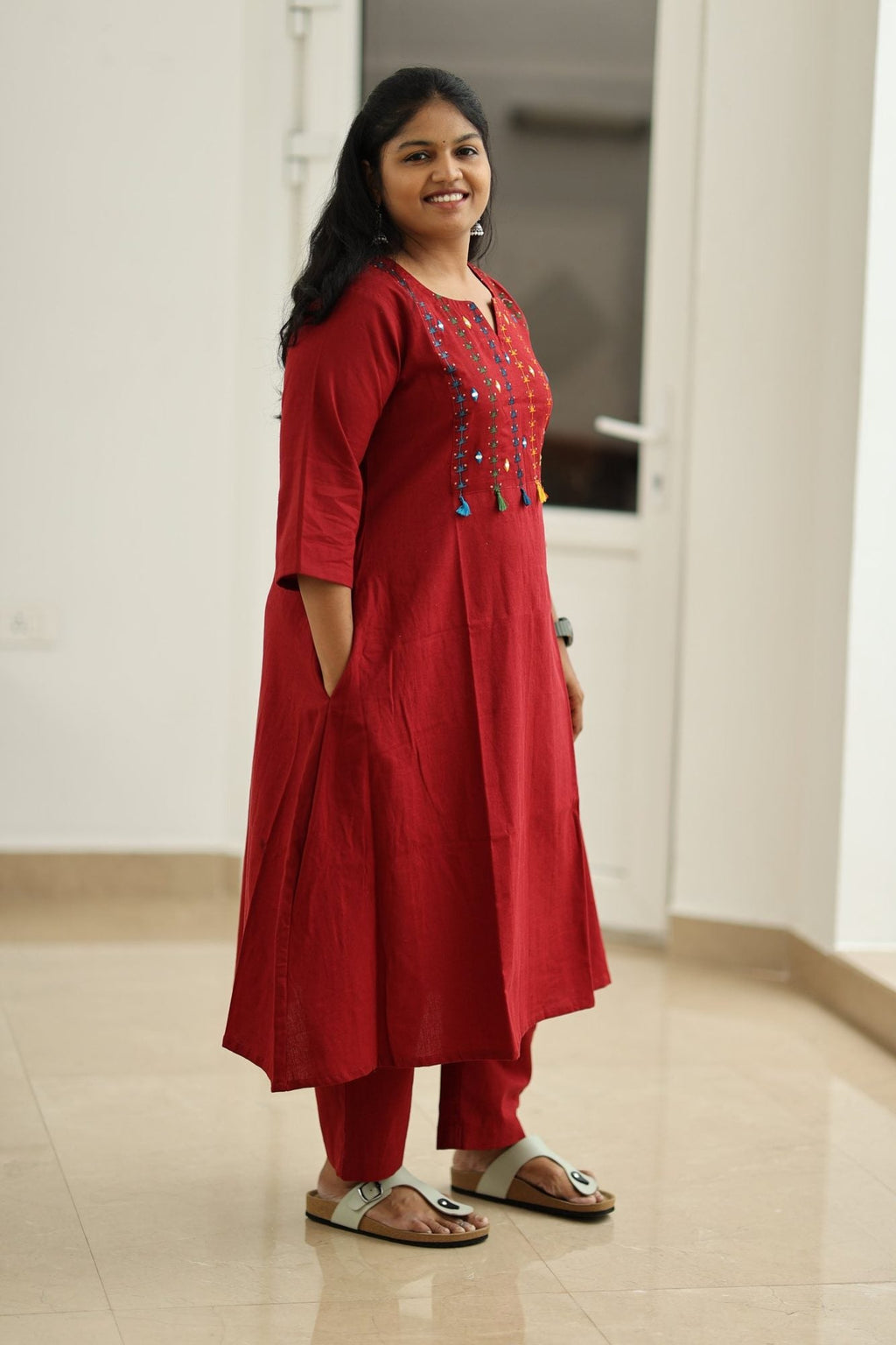 Strawberry Jam Rainbow Tassel 30+ Women Everyday Office Kurta (Top + Bottom) | MAGI0051