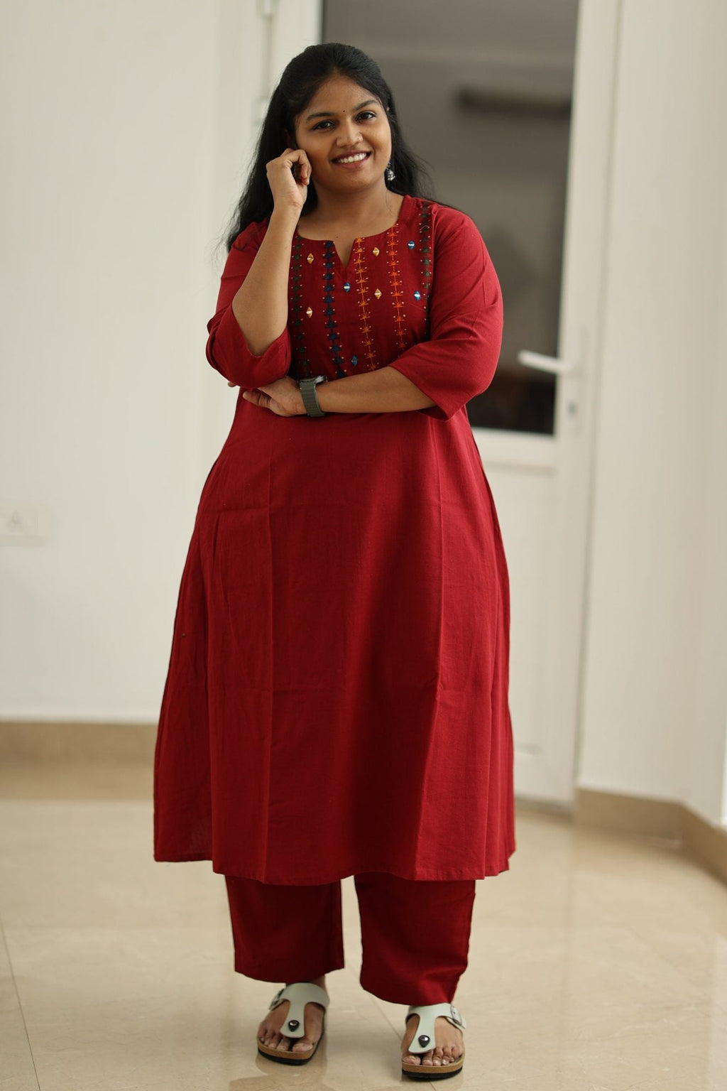 Strawberry Jam Rainbow Tassel 30+ Women Everyday Office Kurta (Top + Bottom) | MAGI0051