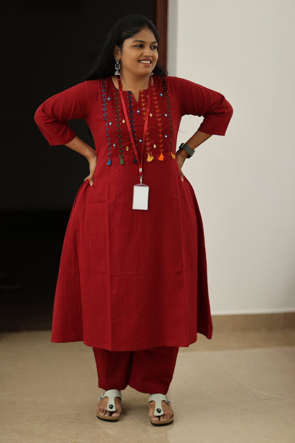 Strawberry Jam Rainbow Tassel 30+ Women Everyday Office Kurta (Top + Bottom) | MAGI0051