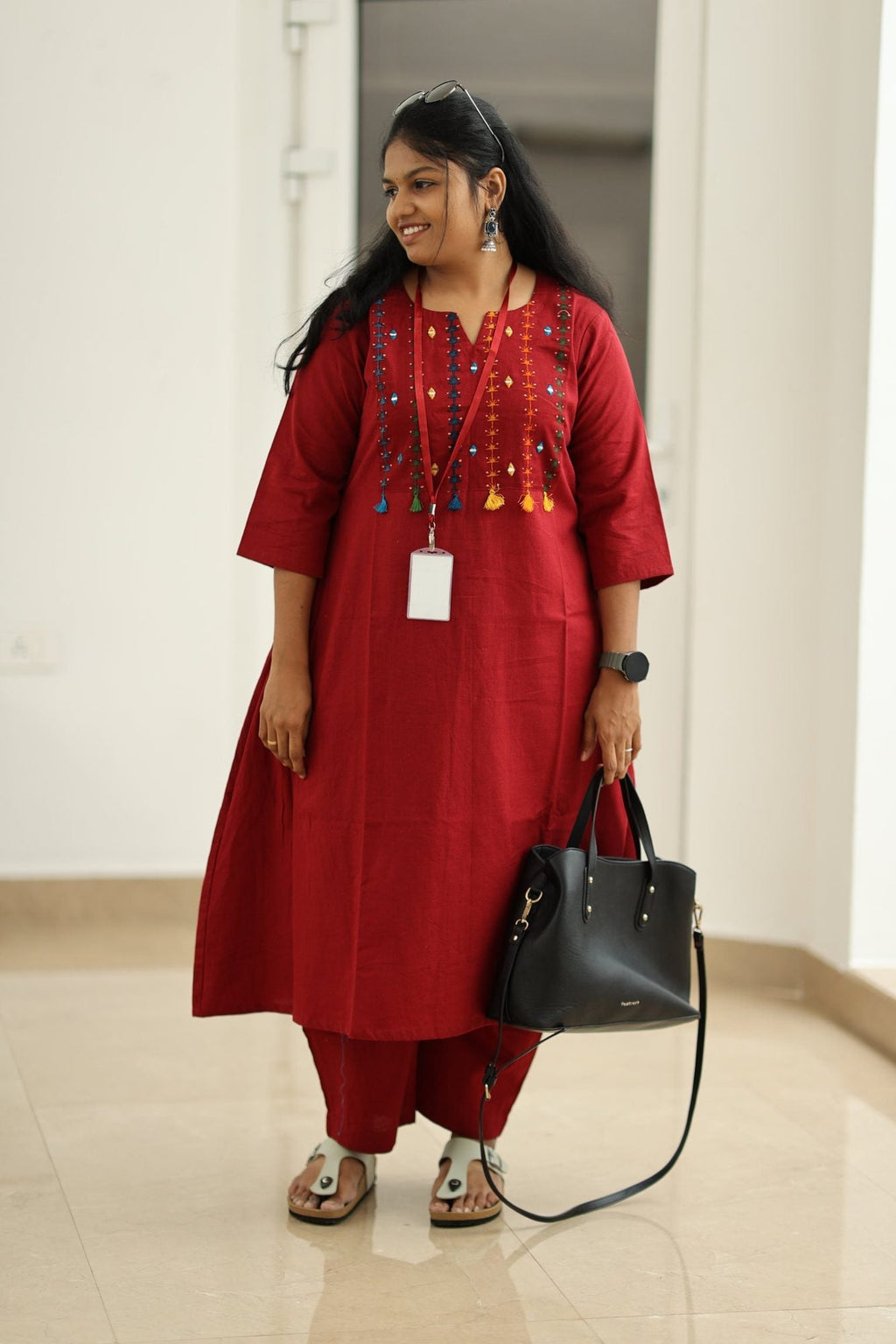 Strawberry Jam Rainbow Tassel 30+ Women Everyday Office Kurta (Top + Bottom) | MAGI0051