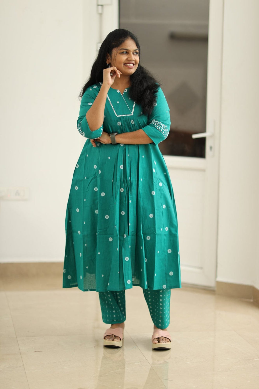 Peacock Pearl Butta 30+ Women Everyday & Special Day Office Kurta (Top + Bottom) | MAGI0052
