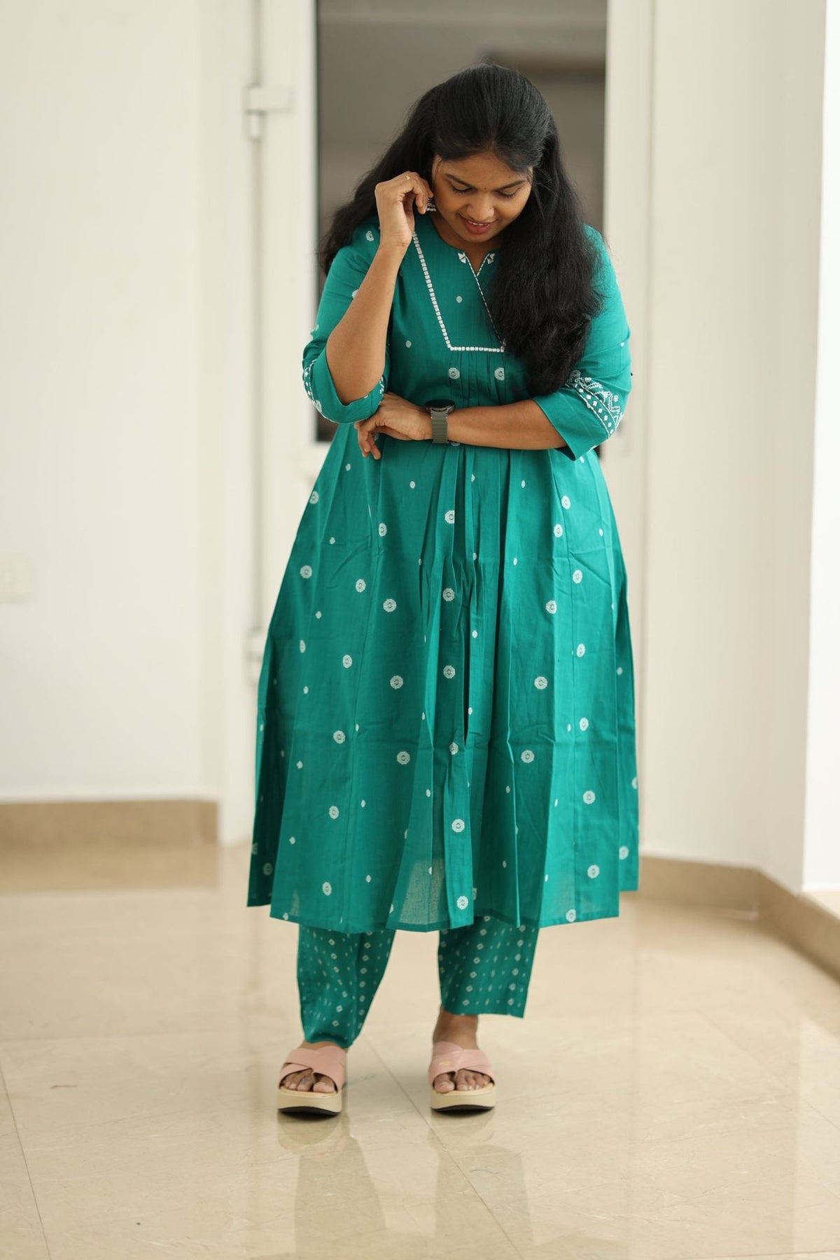 Peacock Pearl Butta 30+ Women Everyday & Special Day Office Kurta (Top + Bottom) | MAGI0052