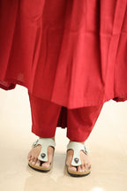 Pomegranate Zigzag Mirror Work 30+ Women Everyday Office Kurta (Top + Bottom) | MAGI0053