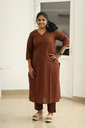 Hot Chocolate Lace Trim 30+ Women Everyday Office Kurta (Top + Bottom) | MAGI0055