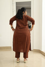 Hot Chocolate Lace Trim 30+ Women Everyday Office Kurta (Top + Bottom) | MAGI0055