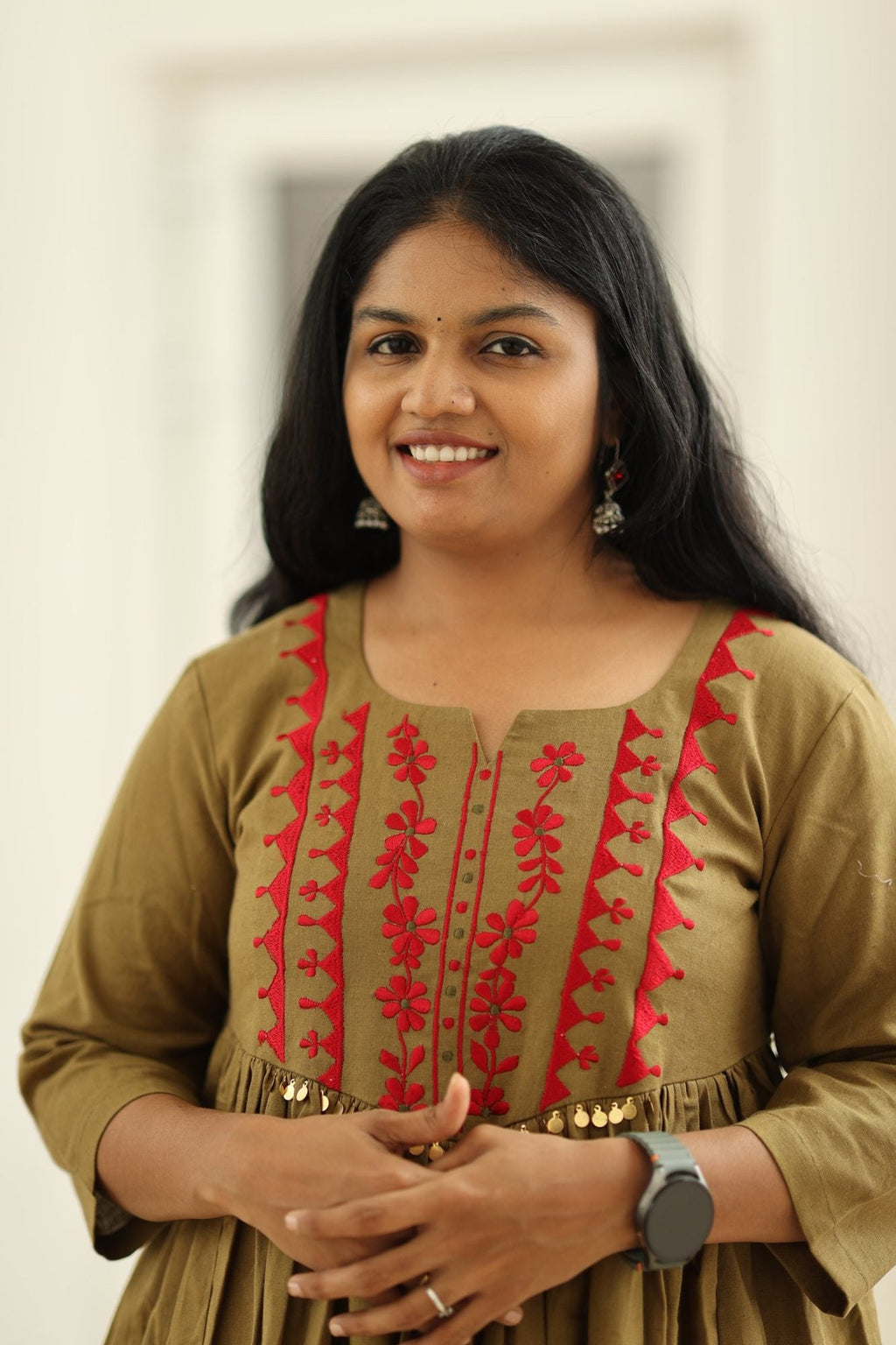 Green Olive Chilli Embroidery 30+ Women Everyday Office Kurta (Top + Bottom) | MAGI0057